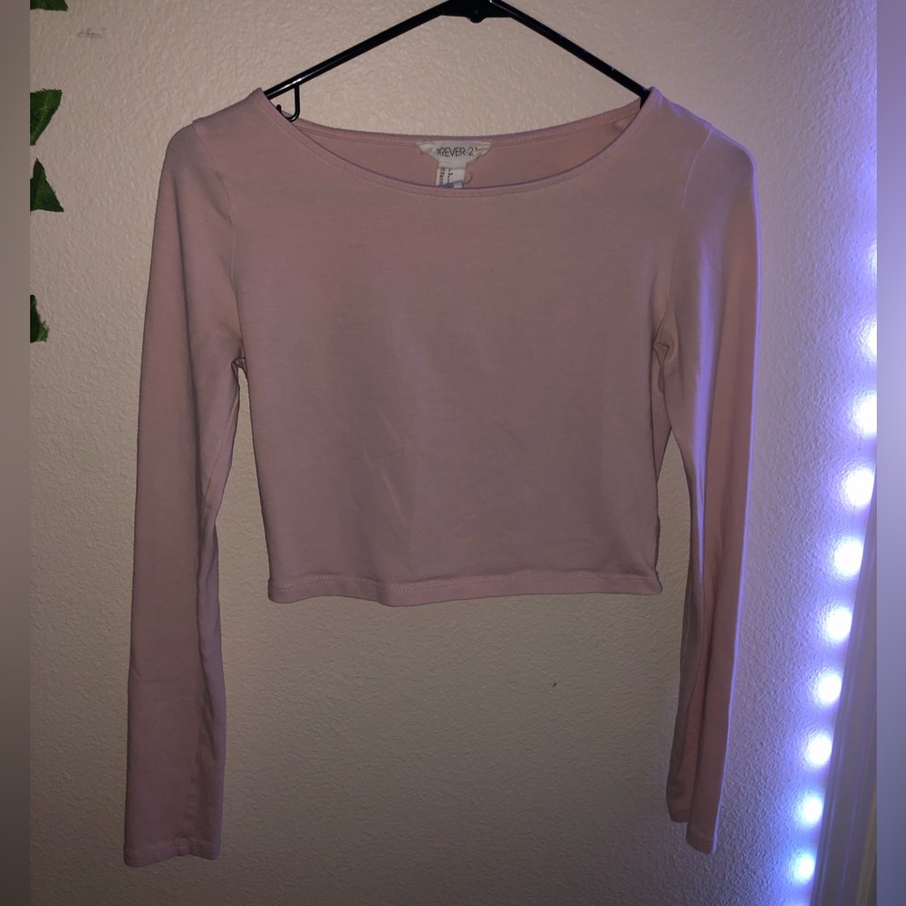 Forever 21 long sleeve round neck crop top